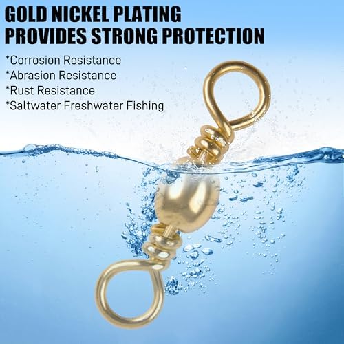 SILANON Barrel Swivels Fishing Tackle,60/120pcs Rolling Ball Fishing Swivels Connector Stainless Brass Solid Rings High Strength Saltwater Fishing Swivels Accessories - Image 5