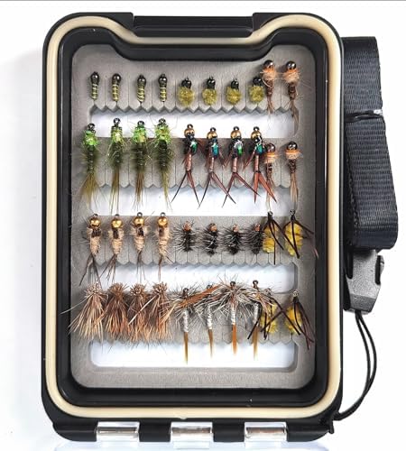 Wifreo Fly Fishing Flies Assortment with Waterproof Fly Box, 28/40/64/92/120pcs Dry/Wet/Nymph/Streamer Flies, Trout/Bass/Panfish/Salmon Fishing Flies by wifreo