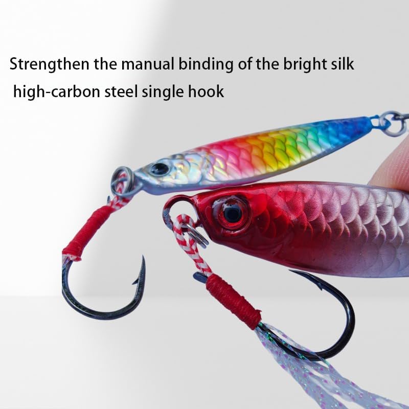 6 Pack 0.7oz Metal Jig Fishing Lures, Saltwater Freshwater Spoon Jigs with Storage Box & Treble Hooks - Image 5