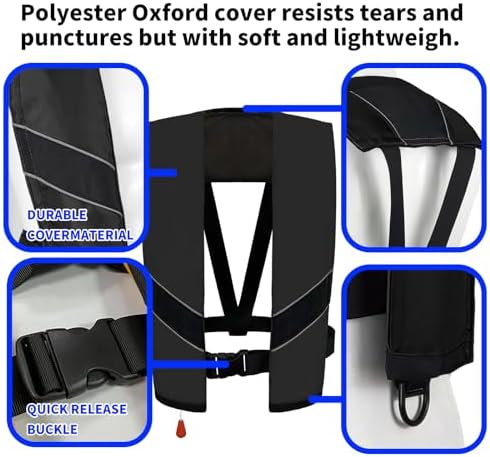 Manual Inflatable Life Jacket|Life Vest for Adults|PFD Low Profile|Supports up to 330 lbs(YSH700) - Image 2