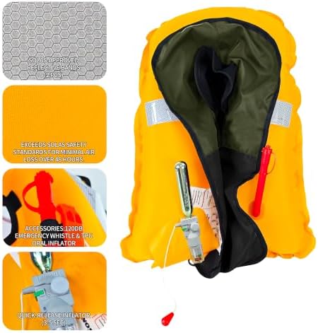 Manual Inflatable Life Jacket,Preserver PFD for Adults,Life Vest for Adults,Supports Weight up to 330 pounds - Image 2