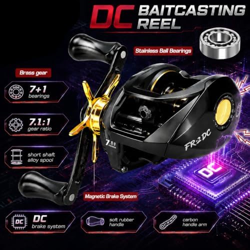 DC Baitcasting Reel with Smart Digital Brake, Anti-Backlash Fishing Reel with Signature DC Sound, Easy-Control 7.1:1 Baitcaster for Beginners & Bass Fishing - Image 3
