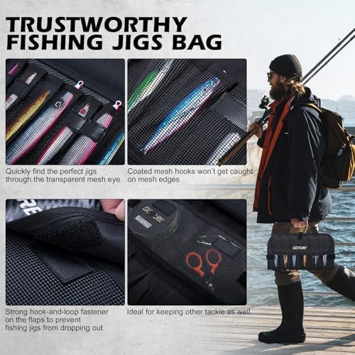 Goture Fishing Jig Bag,20 Mesh Pockets Lure Storage Bag,12.99"x7.09" - Image 6