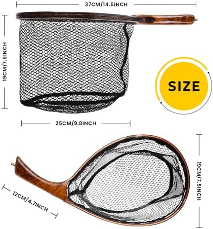 SF Fly Fishing Landing Net Soft Rubber Mesh Trout Net Catch and Release Net - Image 2