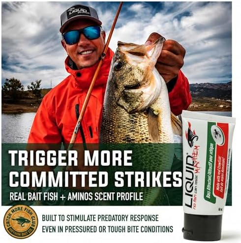 Liquid Mayhem Bass Fish Attractant Gel 60 ml / 2 oz · 60 Uses – Real Anchovy Bait & Aminos | UV-Enhanced Long-Lasting Gel – All Lure Types - Image 2
