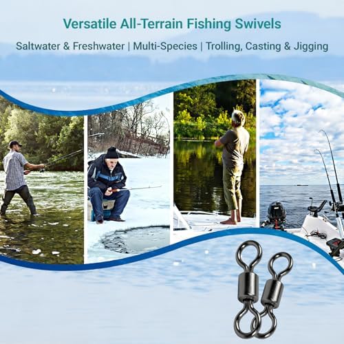 AMSYPORTS High Strength Fishing Swivel Connector Saltwater Freshwater Barrel Swivels Rolling Heavy Duty Swivels Fishing Copper Black Nickel - Image 7
