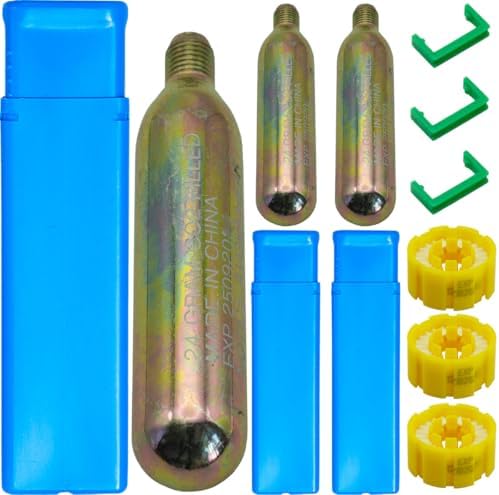 3-Pack 24/33 Grams 1/2 Thread CO₂ Inflator Cartridges Emergency Auto-Inflate for Life Jackets, PFDs & Safety Devices | Water Sports, Boating, Fishing & Kayaking Essential by Unknown