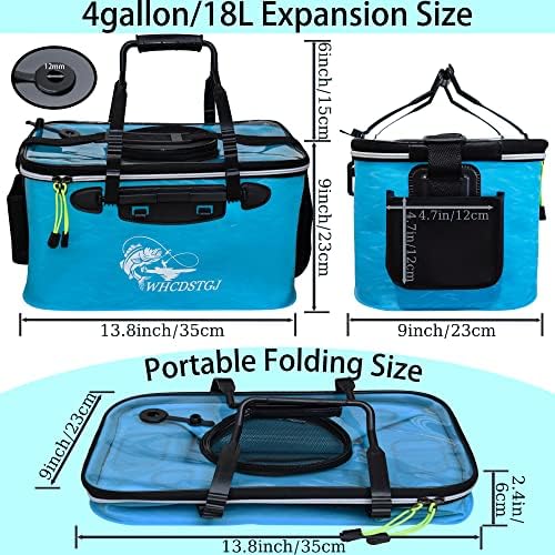 Transparent Top Cover Fishing Bucket, Foldable Fish Bait Bucket, Multifunctional Minnow Bucket, Live Fish Container, Fish Protection Bucket, Outdoor Camping Fishing Bag. (Blue, 4 Gallon) - Image 2