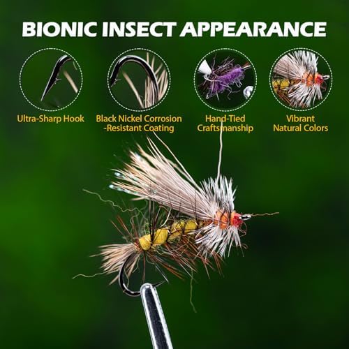Goture Fly Fishing Flies Assortment Kit with Wooden Fly Box - Image 4