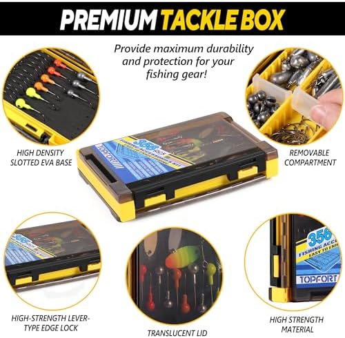 TOPFORT 187/343pcs Fishing Accessories Kit, Organized Fishing Tackle Box with Tackle Included, Fishing Hooks, Fishing Weights Sinkers, Fishing Gear and Equipment, Fishing Gift for Men - Image 4