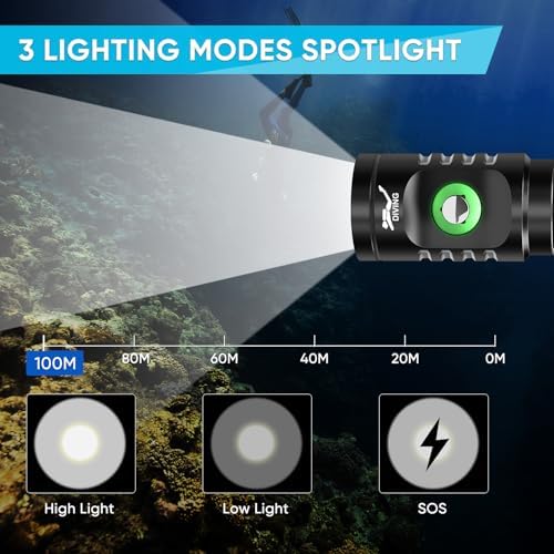 WINDFIRE TS08 Dive Light Scuba Diving Flashlight, 3 Modes, Bright, Compact - Image 2