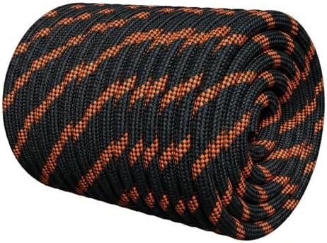 1/2 Inch Arborist Rigging Rope (100 Ft) - ASTM F2116 Certified (9,000 lbs MBS / 900 lbs SWL) - Static Polyester Bull Rope for Tree Climbing, Nautical Rigging & Swings (Black) by Glfcai