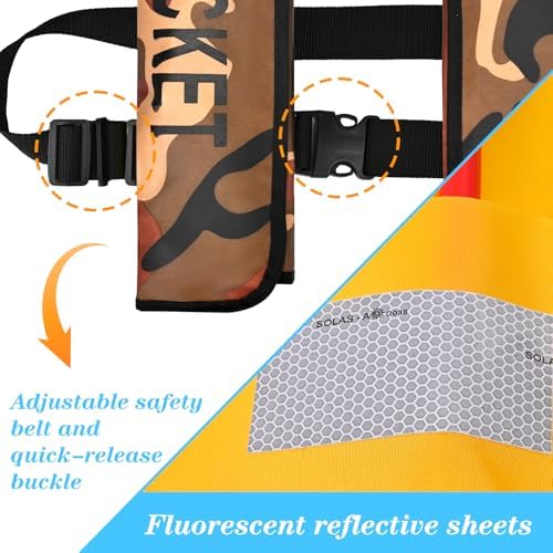 Adult Automatic Inflatable Kayak Vest PFD,Water Sports Vest for Boating Fishing Kayaking SUP Paddleboarding（fit Weight Below 330 lbs） - Image 5