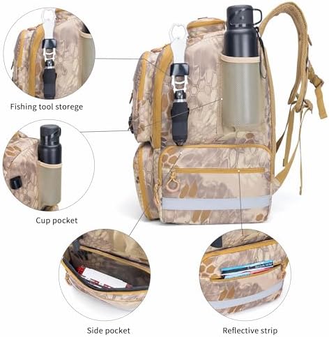 Rabjen Fishing Tackle Backpack, 45L Storage Waterproof Travel Bag Store Fishing Gear with Insulated Top Pocket - Image 5