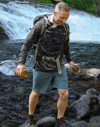 Pudolla Men's Sun Protection Hoodie Shirts UPF 50+ Fishing Hiking Shirt - Image 3