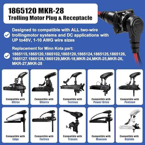 MKR-27 60 AMP Circuit Brea ker 1865115 &1865120 MKR-28 Trolling Motor Plug for Minn Kota Freshwater and Saltwater Marine Battery Boat Accessory Waterproof 12V 24V 36V 48V - Image 2