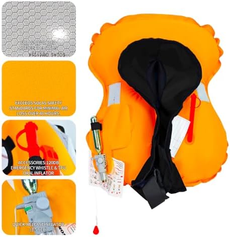 Manual Inflatable Life Jacket,Preserver PFD for Adults,Life Vest for Adults,Supports Weight up to 330 pounds - Image 2