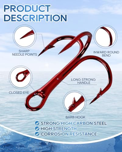 UCEC Fishing Hooks Treble Hooks for Trout Saltwater Freshwater Fish Hook - Image 2