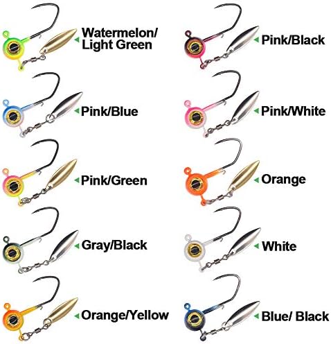 Crappie Jig Heads Kit With Underspin Spinner Blade, Lures and Jigs for Fishing - 30 & 50 Pack, 1/8, 1/16, 1/32 oz - Image 3