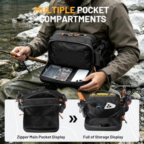 AUMENТAR Fishing Waist Bag, Lure Fishing Fanny Pack, Hard Shell Tackle Bag - Image 6