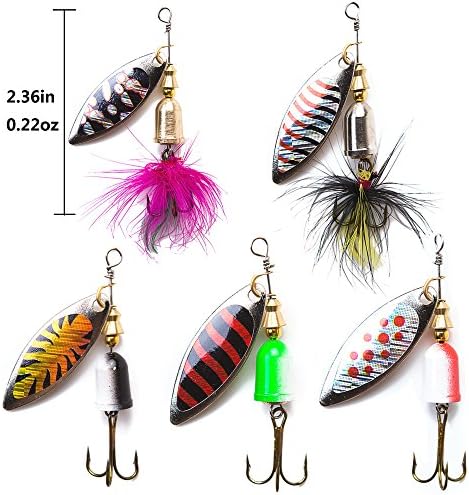 KINGFOREST 10-12-20pcs Fishing Lures Spinnerbait for Bass Trout Salmon Walleye Hard Metal Spinner Baits Kit with Tackle Box - Image 5
