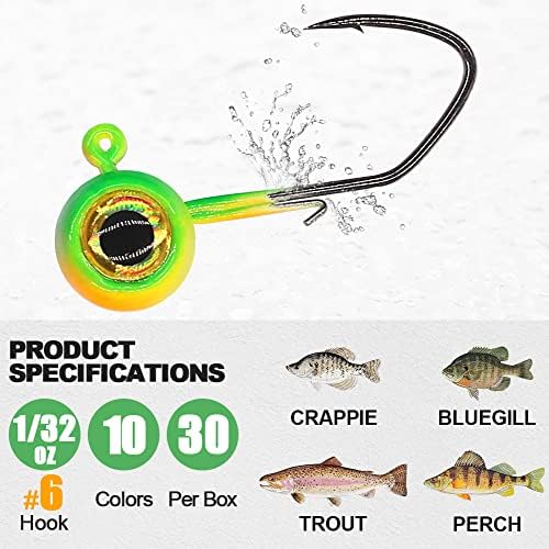 Crappie Jig Heads Kit With Underspin Spinner Blade, Lures and Jigs for Fishing - 30 & 50 Pack, 1/8, 1/16, 1/32 oz - Image 2