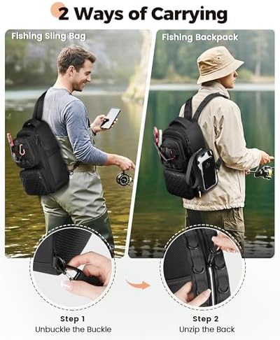 MATEIN Fishing Sling Bag with Phone Pouch, 3600 Tackle Box Backpack - Image 3