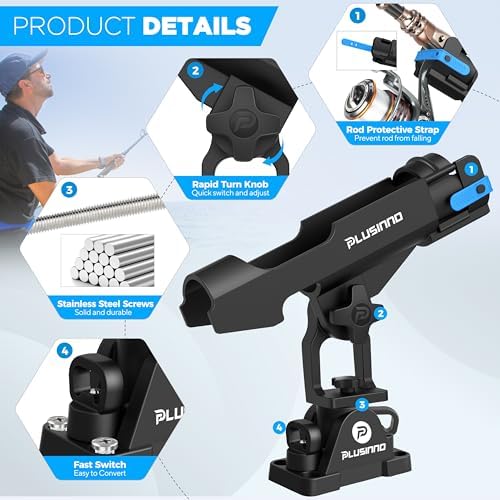 PLUSINNO 2 in 1 Kayak Fishing Rod Holder, Fishing Rod Holders for Boat - Image 3