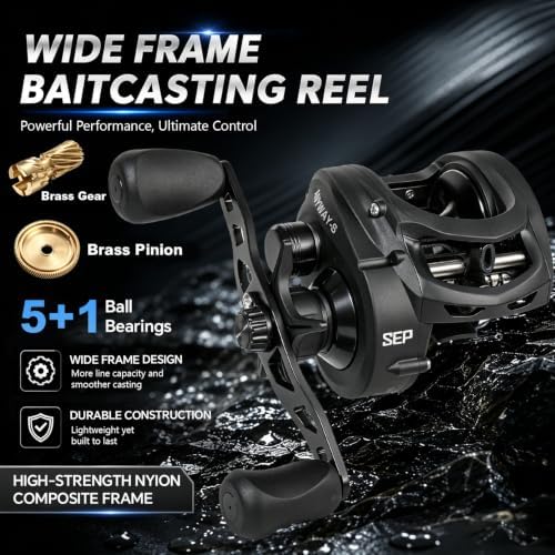 SOUGA Baitcasting Reel, Wide Frame,Adjustable 10-Magnet Brake,40LB Max Drag - Image 3
