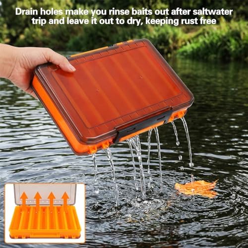 3 Pack Double Sided Fishing Lure Tackle Box, 14 Compartments Clear Plastic Storage Case Organizer, Visible Hard Bait Container for Lures and Jewelry Beads Earring Hook (3 Color) - Image 6
