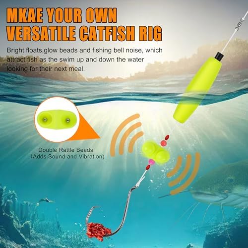 Catfish Rig Catfishing Tackle Making Kit,131/139pcs Santee Cooper Rigs with Circle Hooks Peg Floats Bobber Stoppers Swivels Rattle Bell Beads Catfishing Gear Equipment - Image 6