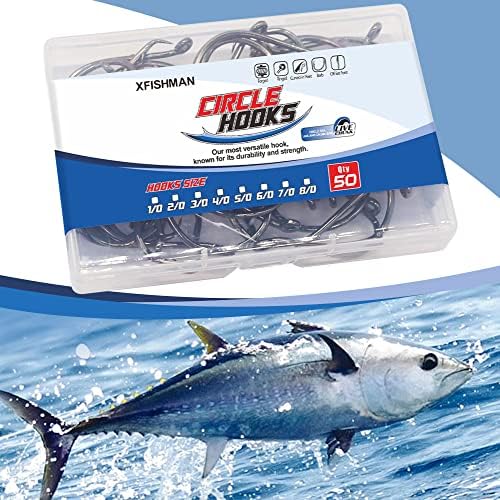 XFISHMAN Circle Hooks - Octopus Hooks Saltwater - 50 Pack #1 12/0 - Image 4