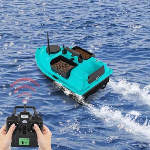 RC Bait Boat, 600m/1968ft Long-Distance Control Surf Fishing Bait Boat 4.4LBS Loading Capacity with Dual 5200mAh Battery and LCD for Lake/Ocean Angling, Auto Navigation (Blue) - Image 3