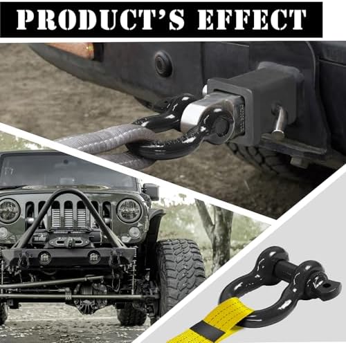 1/2" D Ring Shackle with 5/8" Screw Pin, 2T Working Load Limit (WLL) / 12T (26,455 lb) Minimum Breaking Strength (MBS) for Tow Strap Winch, Off-Road Vehicle Recovery (Black, 4 Pack) - Image 6