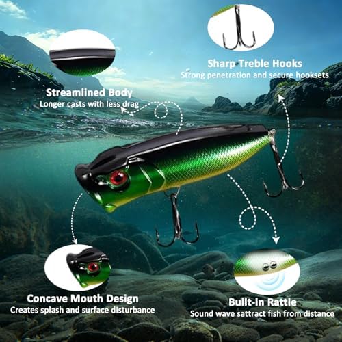 FONMANG Fishing Lures - Tackle Box with Tackle Included, Fishing Kit with VIBs, Frogs, Minnows, Soft Baits, Hooks & Weights Accessories, Freshwater Lure Kit for Bass Walleye Trout - Image 4