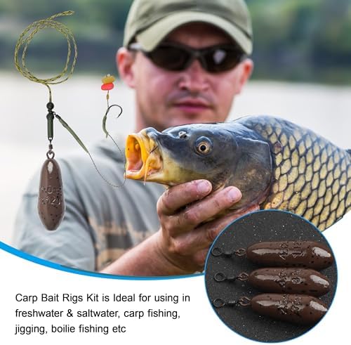 Carp Fishing Hair Rigs Fishing Accessories Set Carp Sinker Weights Bait Rig Set Up Swivels Hooks Corn Bait Leader Rigs for Bass Catfish Fish Tackle Rigs - Image 6