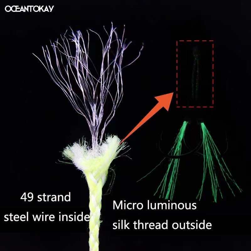 4PCS Long Cast Slow Pitch Vertical Jigs Saltwater Artificial Fishing Lure UV Glow Jig Metal Spoons Hard Jigging Bait with Glow Skirt Assist Hooks Fast Fall Jigs for Tuna Salmon Bass Kingfish - Image 6
