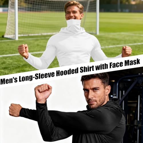 HovSiyla Mens Fishing Hoodie UV Sun Protection Shirts UPF Rash Guard Long Sleeve Shirts Hiking Performance Mesh Face Mask Top - Image 7