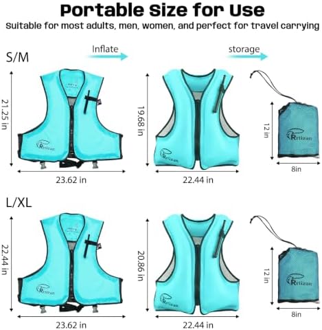 Rrtizan Inflatable Snorkel Vest for Adult, Suitable for Adult 90-220lbs - Image 6