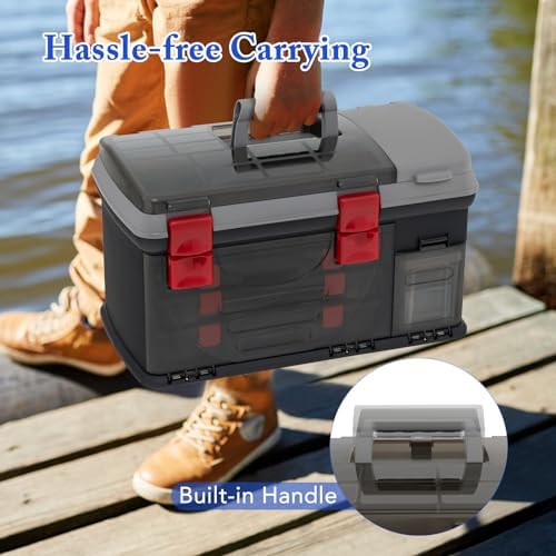 5 Layers Tackle Box, Fishing Tackle Box Organizer with Top Storage, 3 Removable Utility Boxes & Adjustable Dividers, Tackle Storage Box Portable Tool Box for Fishing - Image 5