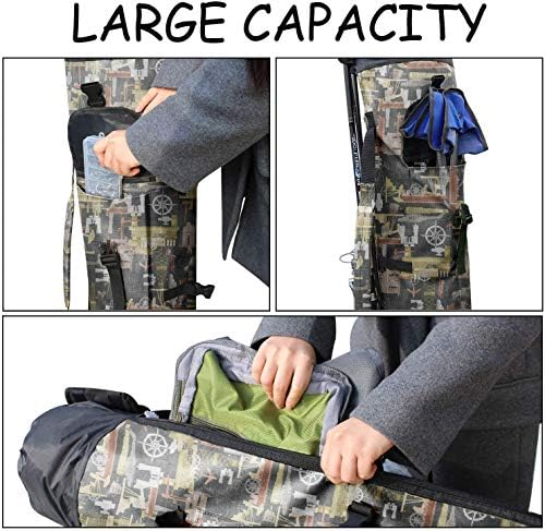 Allnice Durable Canvas Fishing Rod & Reel Organizer Bag Travel Carry Case Bag- Holds 5 Poles & Tackle - Image 6