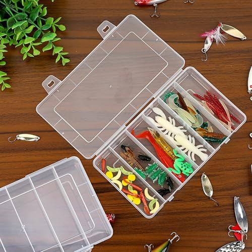 JUXYES Plastic Small Fishing Tackle Box Organizer with 6 Compartments - Image 3