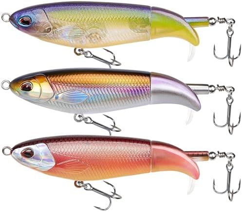 TRUSCEND Top Water Fishing Lures with BKK Hooks, Easy Catch Plopper Lure for Freshwater or Saltwater, Floating Lures for Bass, Pike, Catfish, Surface Wobble PoPobait Bass Baits Fishing Gifts for Men by TRUSCEND
