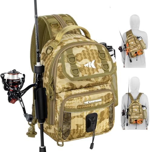 KastKing BaitSpace Fishing Sling Bag, Fishing Backpack with Rod Holder by KastKing