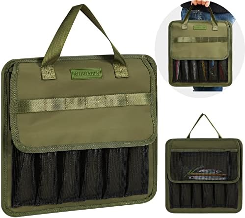 Fishing Jig Bag Large Lures Bags Saltwater & Freshwater,Slow Pitch Jigs Storage Bag Suitable For Max 10inch Jigs,Heavy Duty Offshore Fishing Jigs Lead Bag For Men Gifts Waterproof Army Green by KHEDALTS