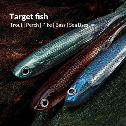 QualyQualy Soft Plastic Swimbait Paddle Tail Shad Lure Soft Bass Shad Bait Minnow Paddle Tail Swim Bait for Bass Trout Walleye Crappie - 2.75in, 3.14in, 3.94in, 5in - Image 6