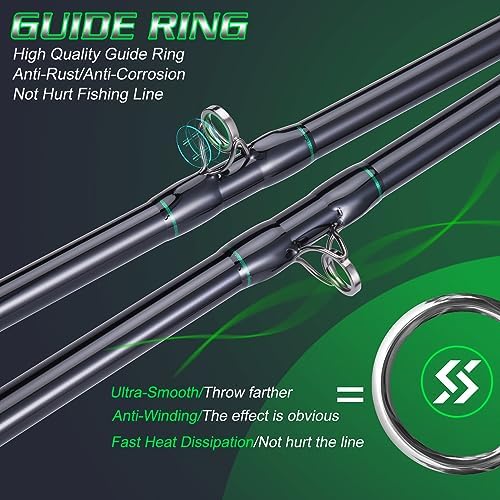 Sougayilang Catfish & Saltwater Surf Combo – 2-Piece Medium Heavy Casting Rod with Conventional Reel, 6+1 Bearings, Aluminum Uplock Seat for Catfish, Salmon, Striper, Bluefish(7'/7'6''/8') - Image 6