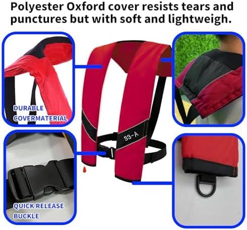 Automatic Inflatable Life Jacket|Life Vest for Adults|PFD Low Profile|Supports up to 330 lbs - Image 5