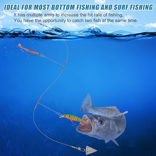 Fishing Leaders Saltwater Tackle Surf Fishing Rigs Bottom Hi-Low Rig High Strength Wire Leader Line with Swivel Snaps Beads Gear Equipment for Lures Bait Hooks - Image 4