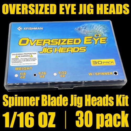 Crappie Jig Heads Kit With Underspin Spinner Blade, Lures and Jigs for Fishing - 30 & 50 Pack, 1/8, 1/16, 1/32 oz - Image 7